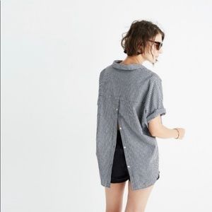 MADEWELL | gingham courier top button back S